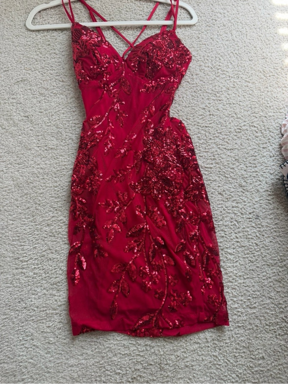 AJ Sequin Lace-Up Bodycon Mini Dress
